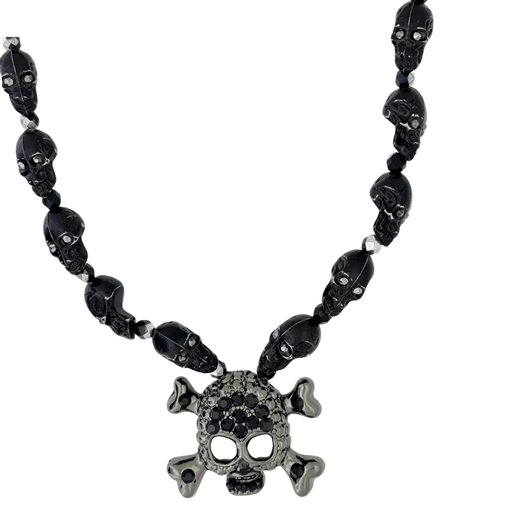 b.b. Simon Skull N Crossbones Nightmare Necklace – Black/Jet