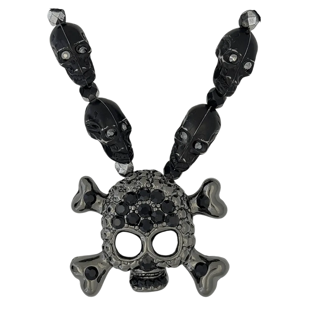 b.b. Simon Skull N Crossbones Nightmare Necklace – Black/Jet