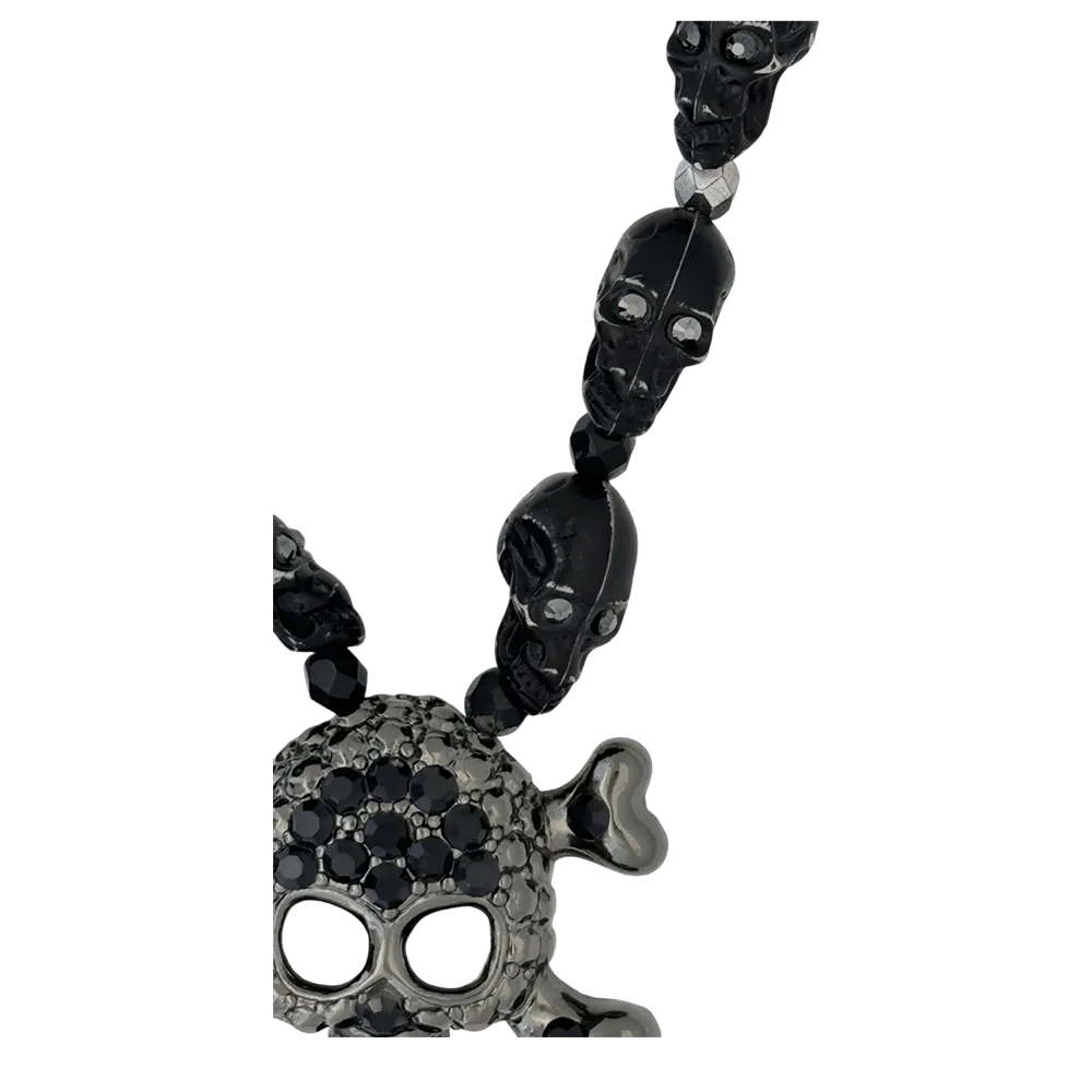 b.b. Simon Skull N Crossbones Nightmare Necklace – Black/Jet