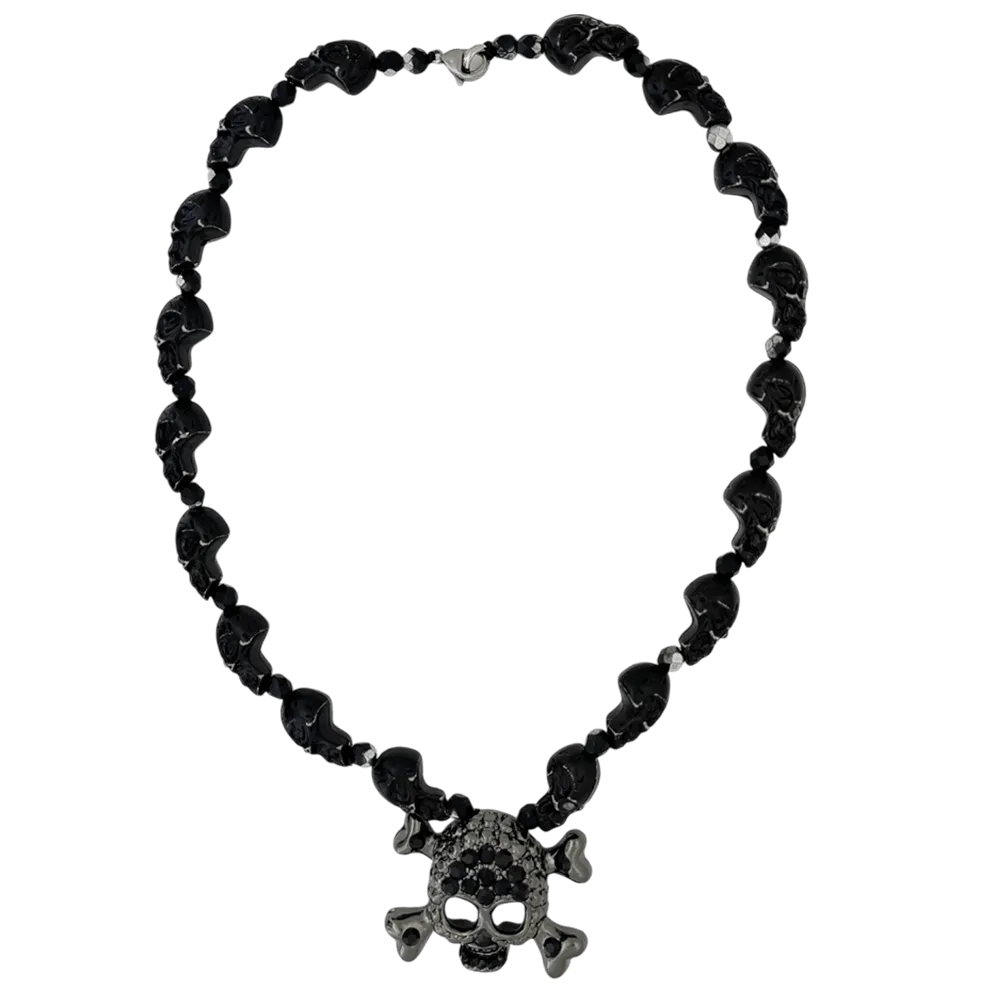b.b. Simon Skull N Crossbones Nightmare Necklace – Black/Jet