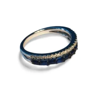 Beautiful Designer 14K White Gold Sapphire Diamond Wedding Band Ring