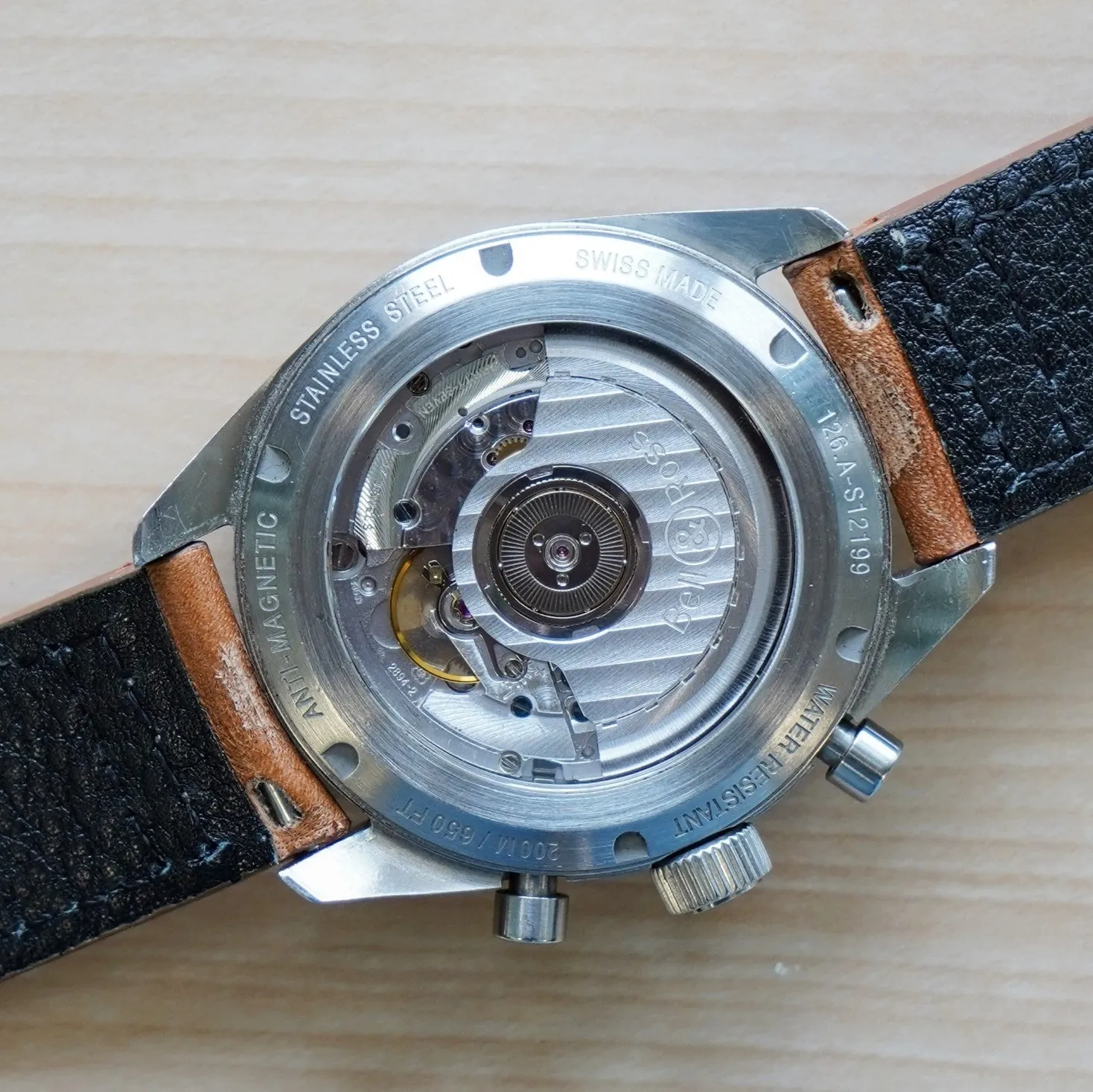BELL & ROSS Vintage 126 Military Watch Automatic Chronograph Wristwatch - 126.A-S12199 Double Box & Papers