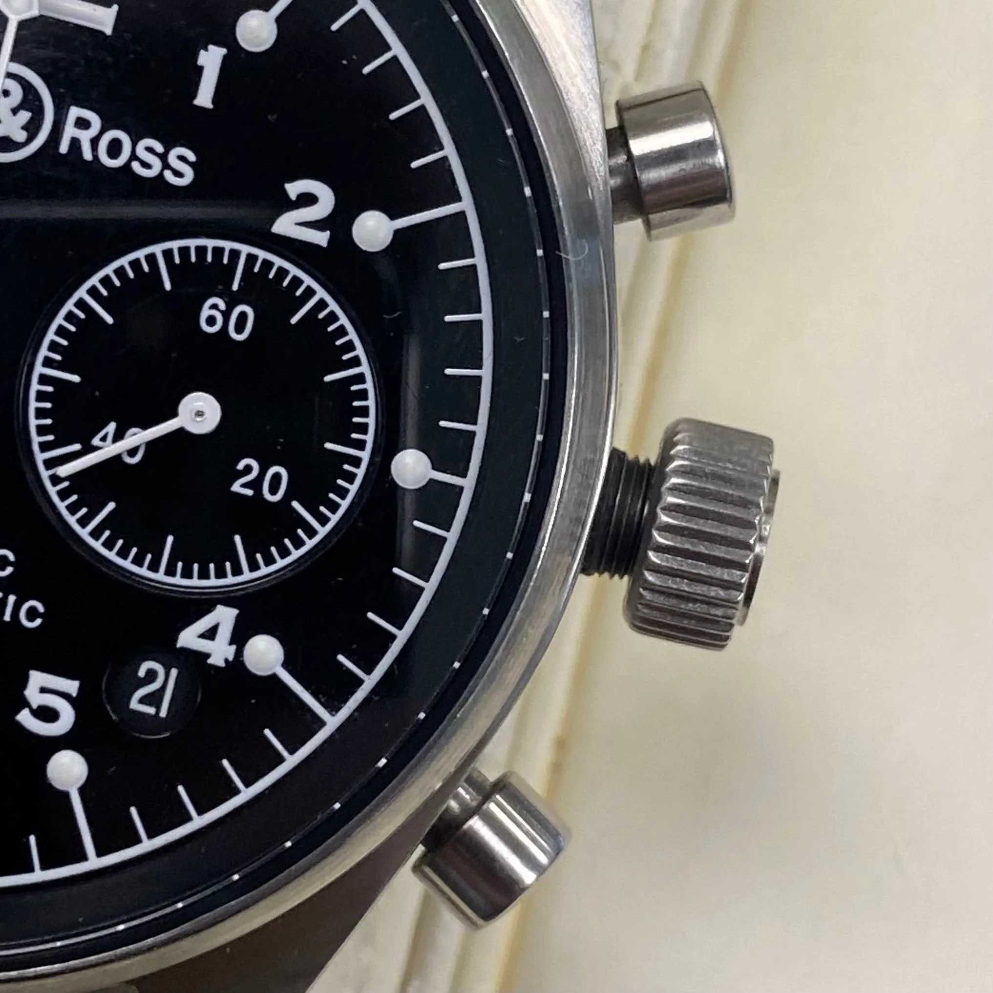 BELL & ROSS Vintage 126 Military Watch Automatic Chronograph Wristwatch - 126.A-S12199 Double Box & Papers