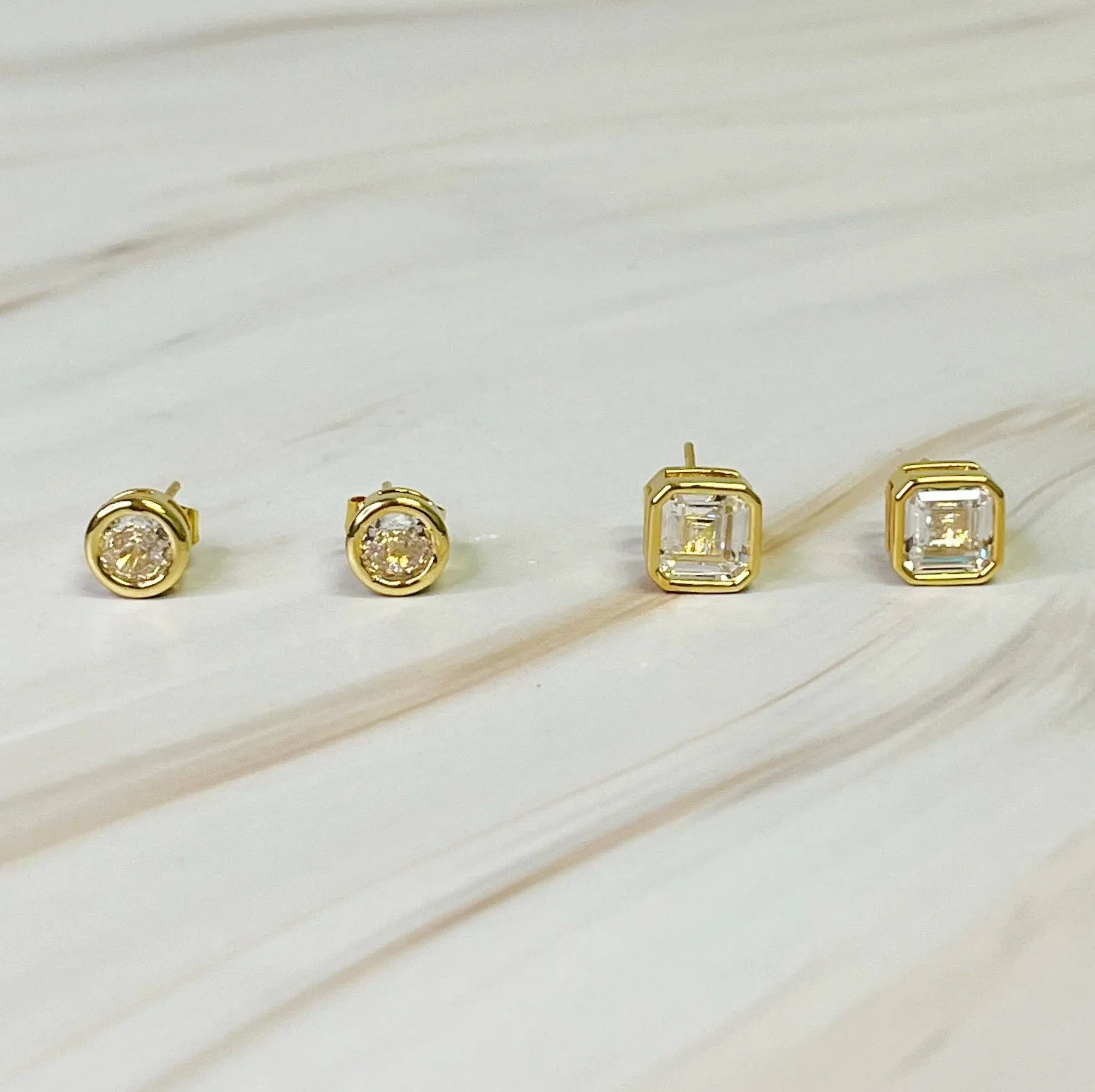 Bella Bezel Stud Earrings Set Of 2