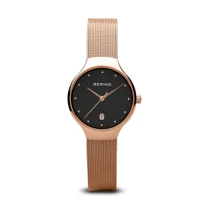 Bering Classic Polished Rose Gold Mesh Watch