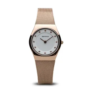 Bering Classic Polished Rose Gold Mesh Watch
