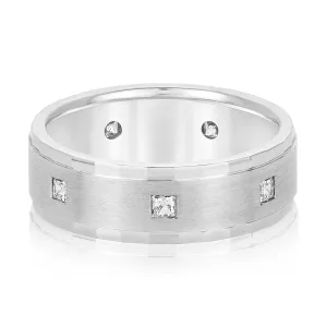 Bezel Set Princess Cut Diamond Men's Wedding Band