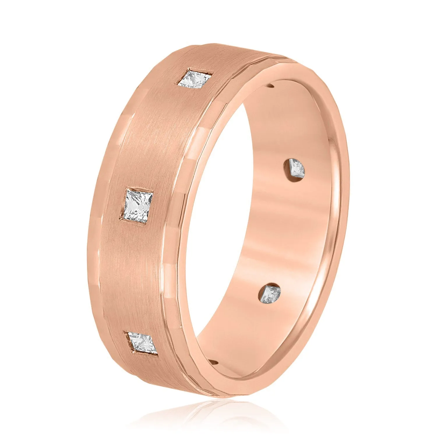 Bezel Set Princess Cut Diamond Men's Wedding Band