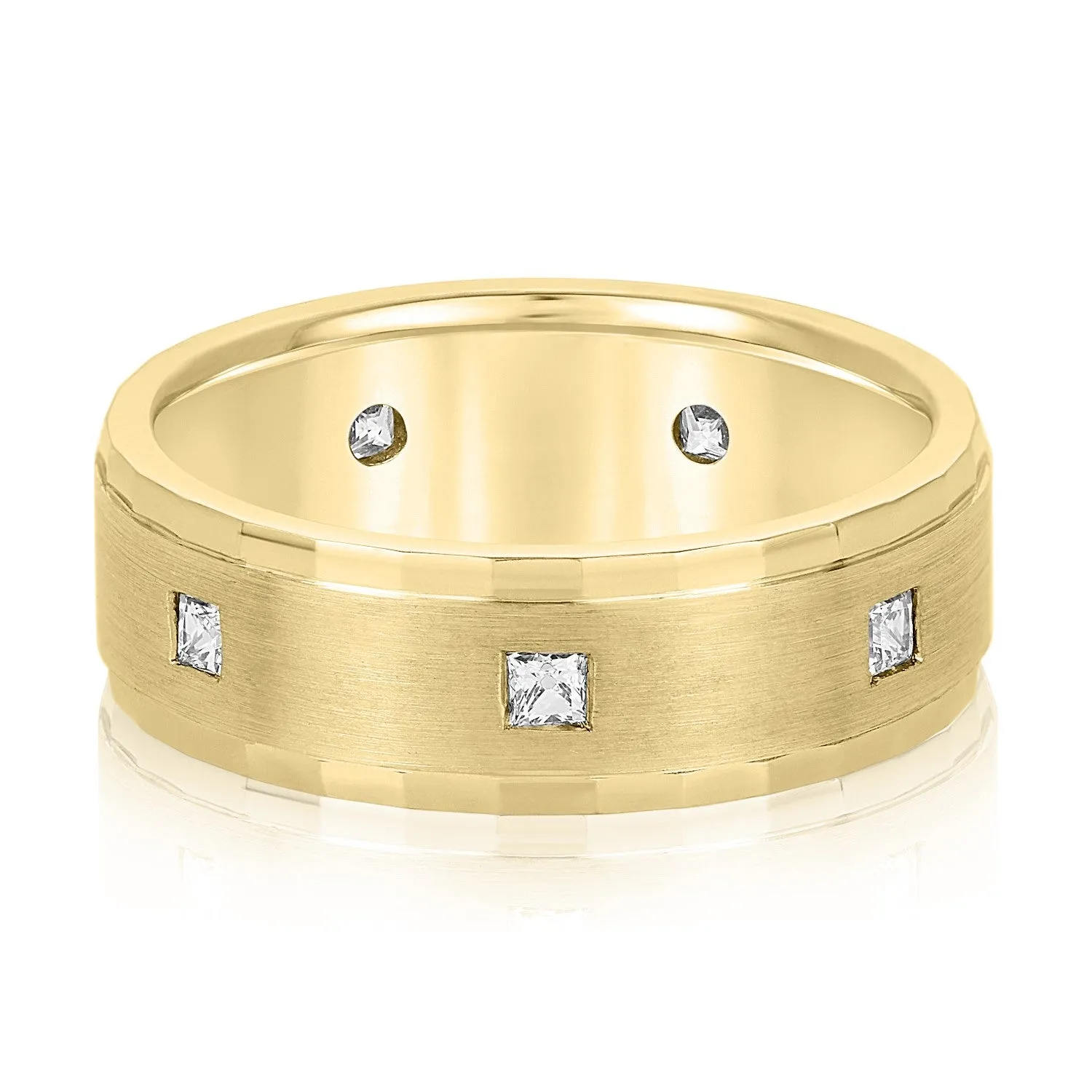 Bezel Set Princess Cut Diamond Men's Wedding Band