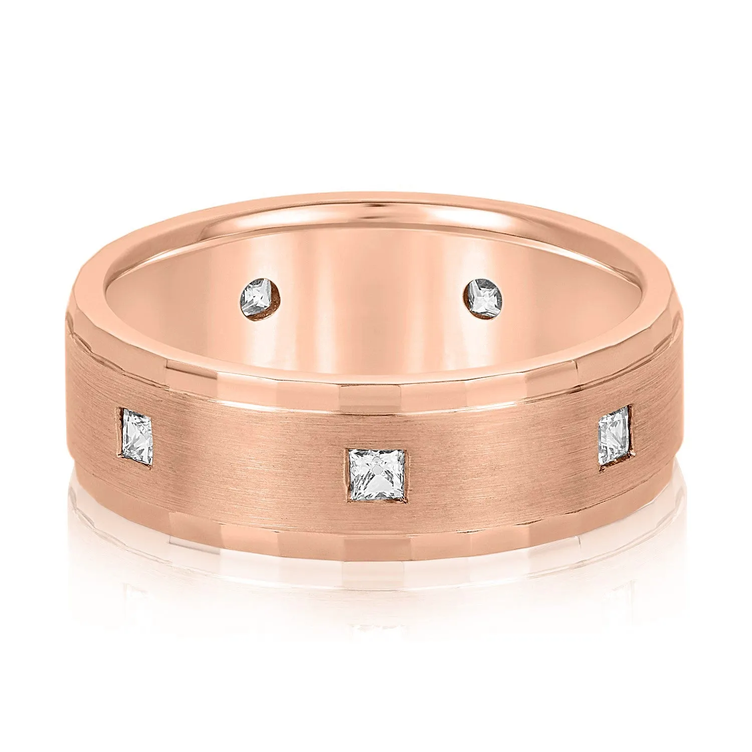 Bezel Set Princess Cut Diamond Men's Wedding Band