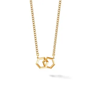 Birks Bee Chic Bold Yellow Gold Hexagons Interlocking Pendant, 20 Inches