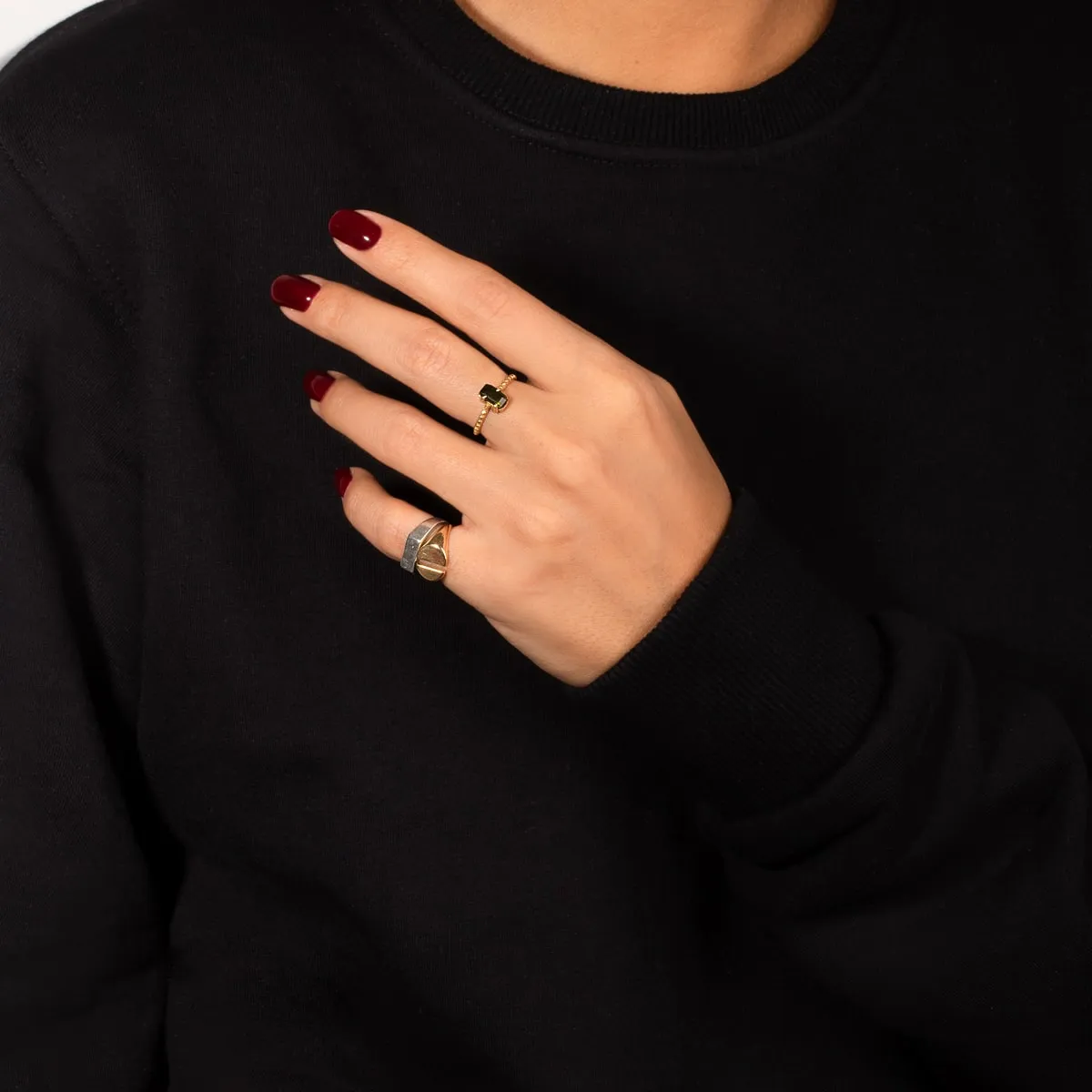 Black Baguette Gem Ring