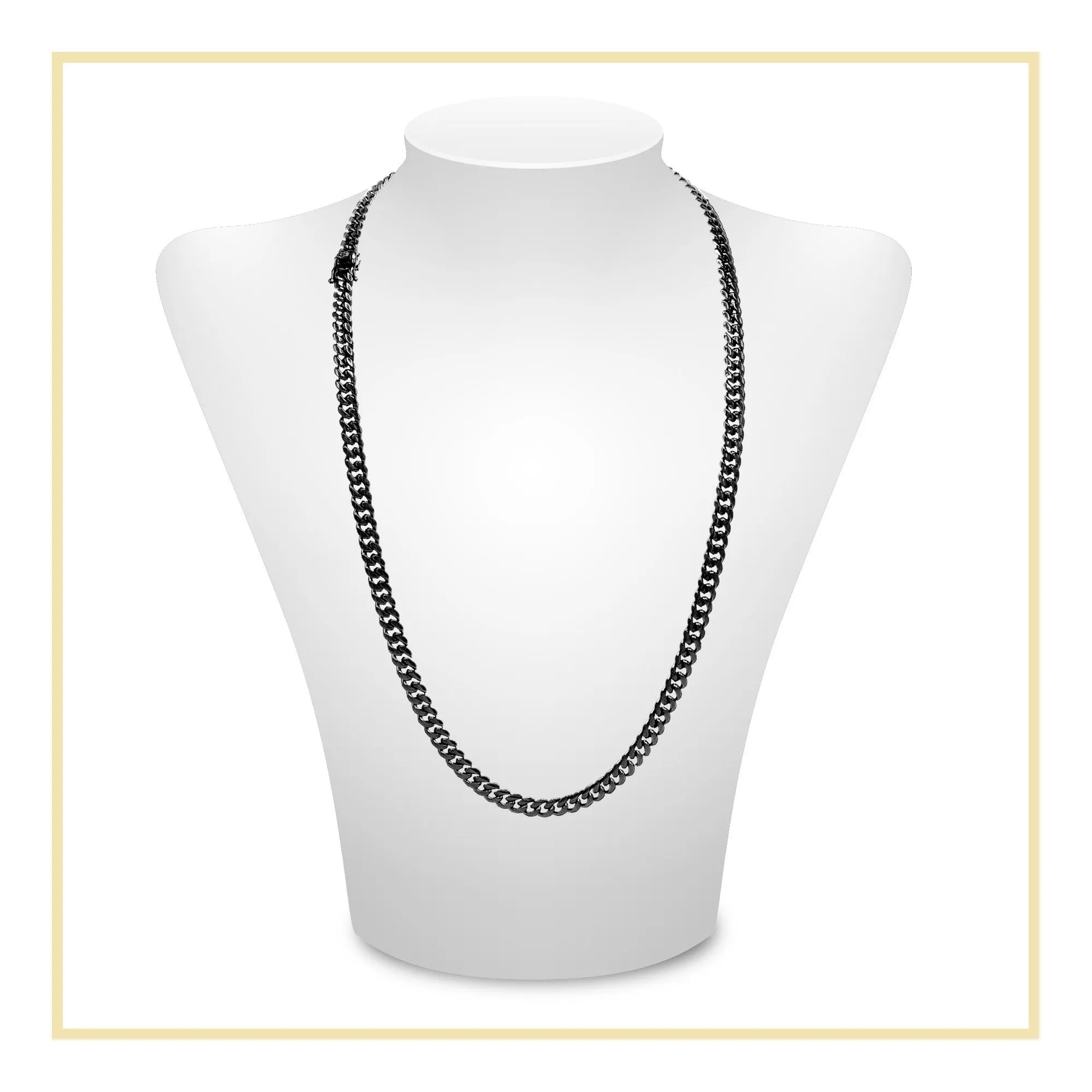 Black Cuban Link Stainless Steel Necklace 30"