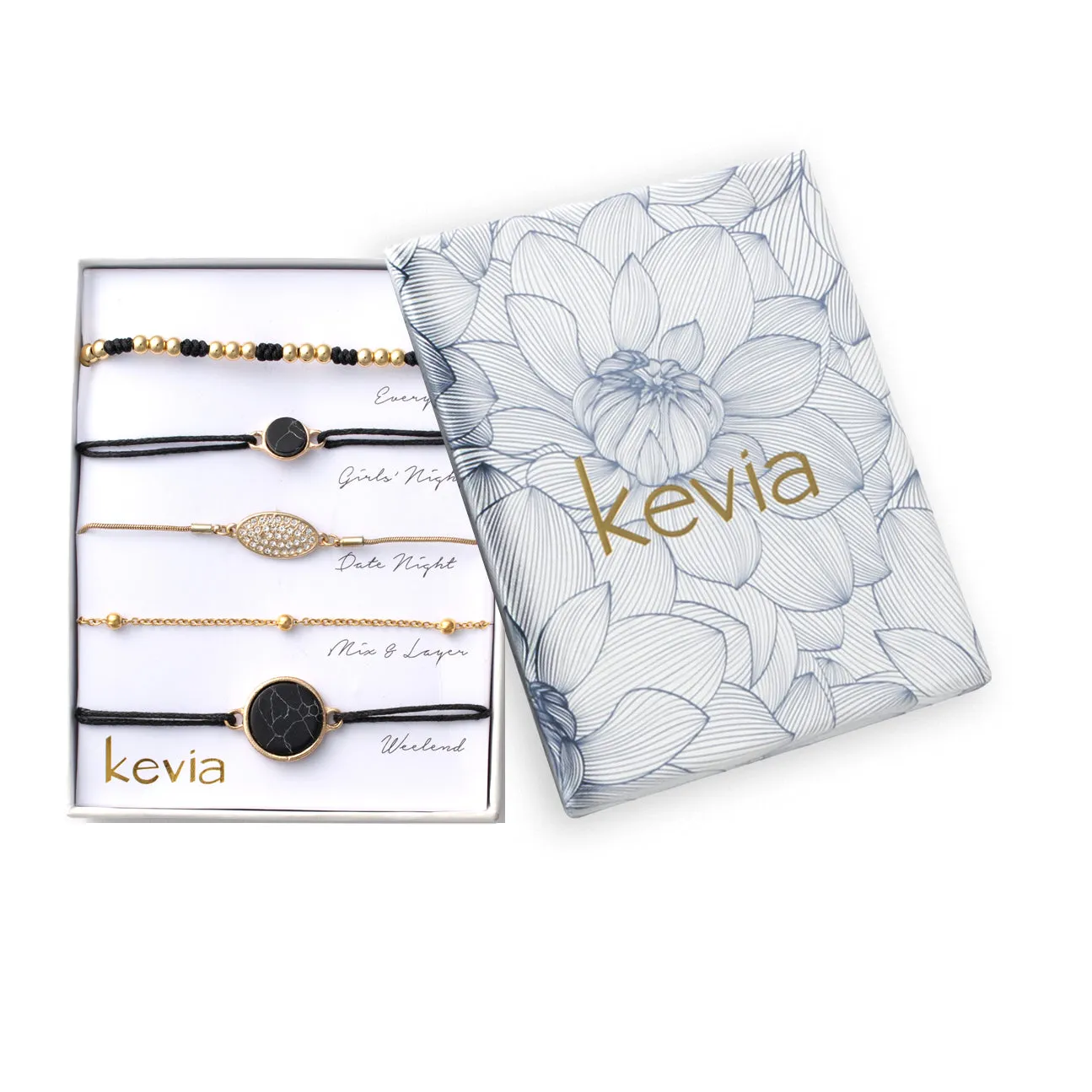 Black Marble & Gold Bracelet Set