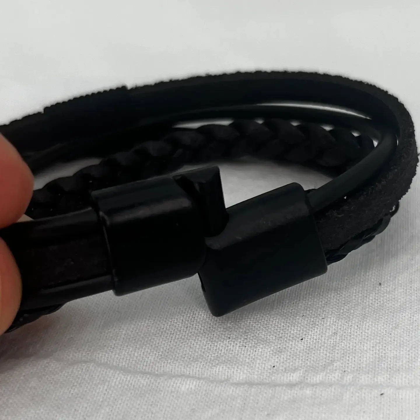 Black Stone Leather Bracelet for Men: Bold and Timeless