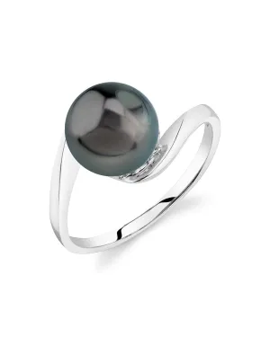 Black Tahitian Pearl River Solitaire Ring