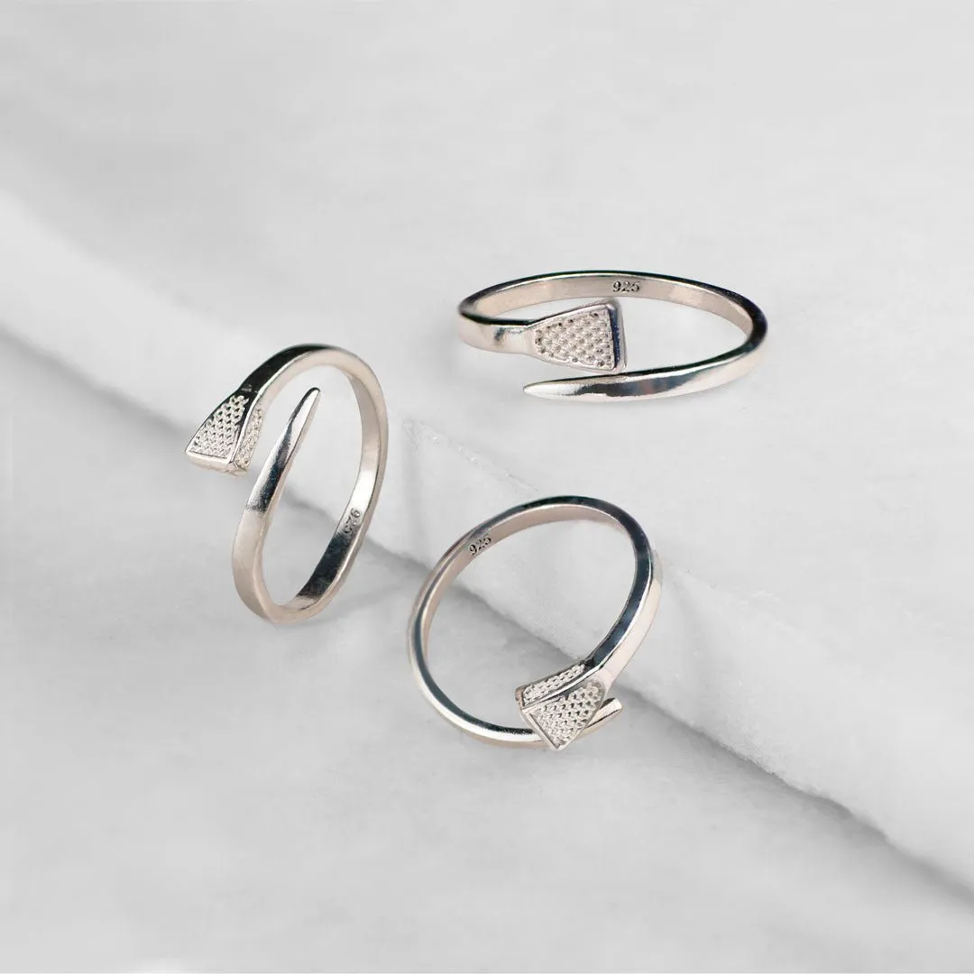 Blacksmith - Stylized Horseshoe Nail Wrap Around Design and Sterling Silver Ring