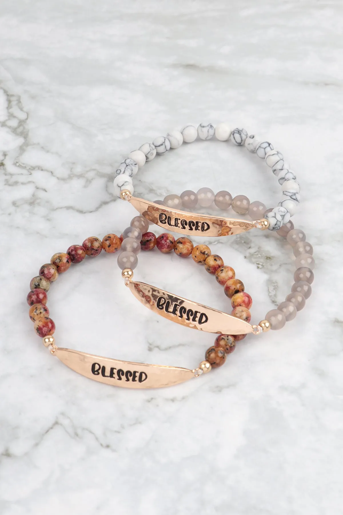 BLESSED NATURAL STONE STRETCH BRACELET