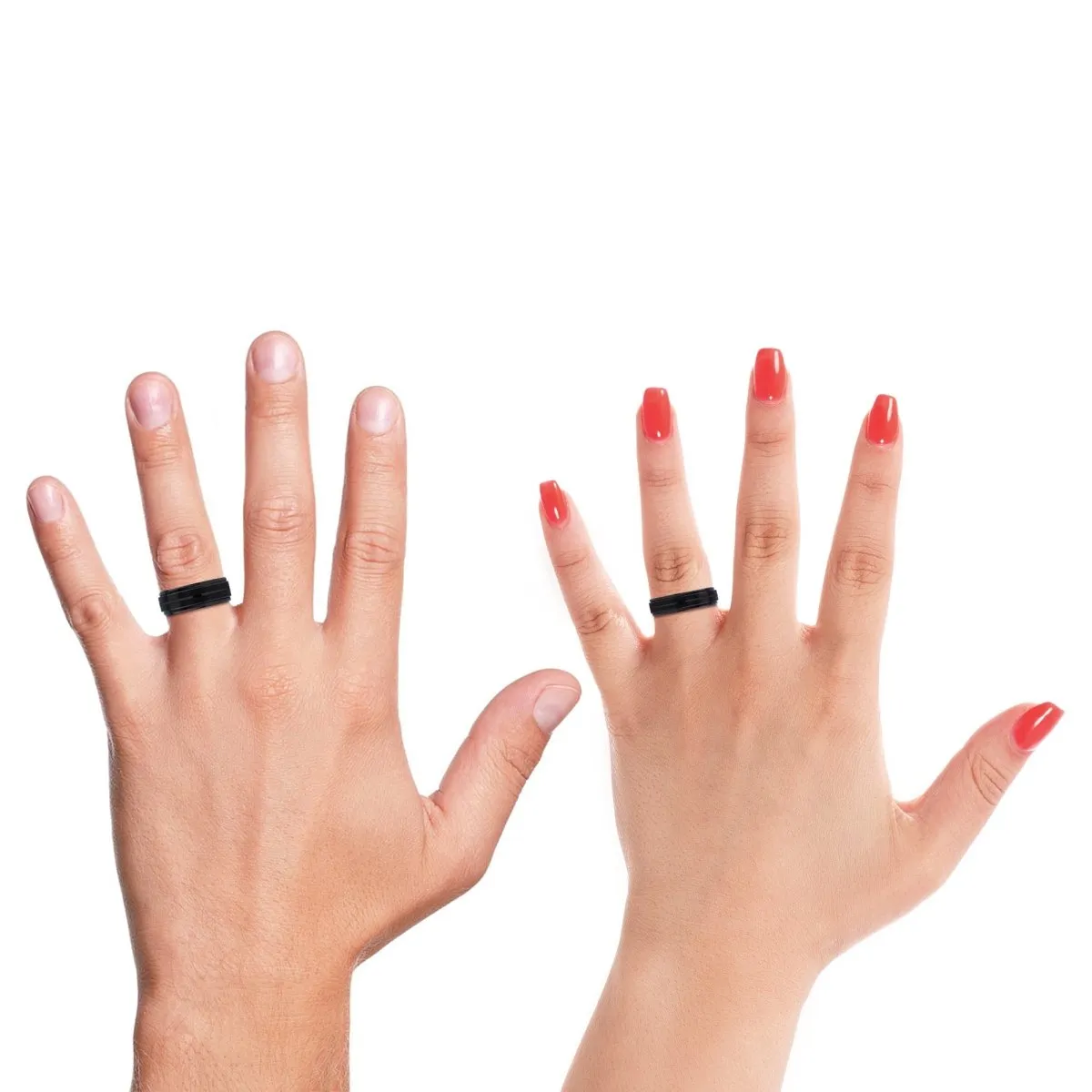 BLITZ | Green Ring, Black Tungsten Ring, Grooved, Stepped Edge