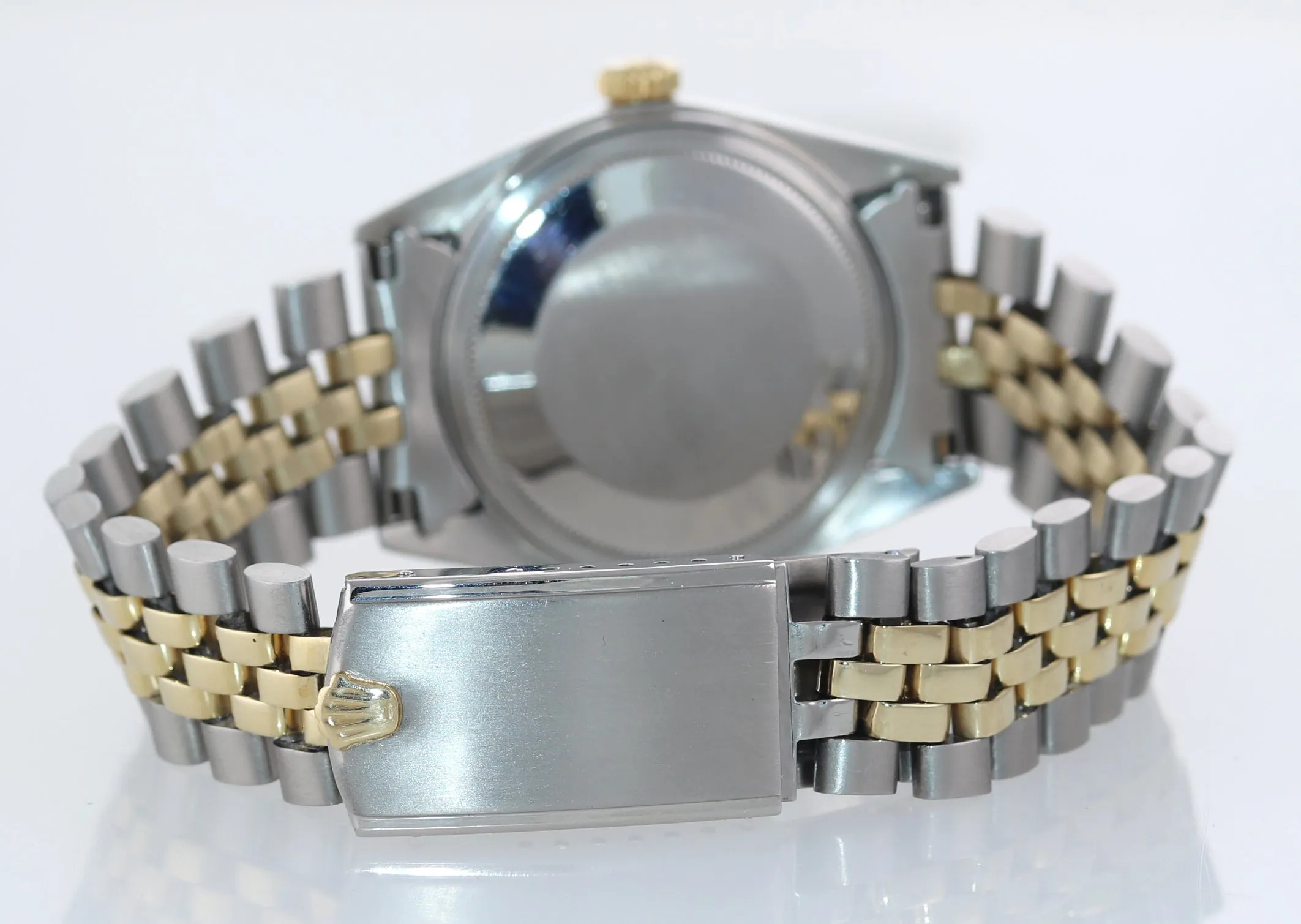 Blue CONFETTI Rolex DateJust 1601 two tone Gold Steel Fluted Jubilee Watch box