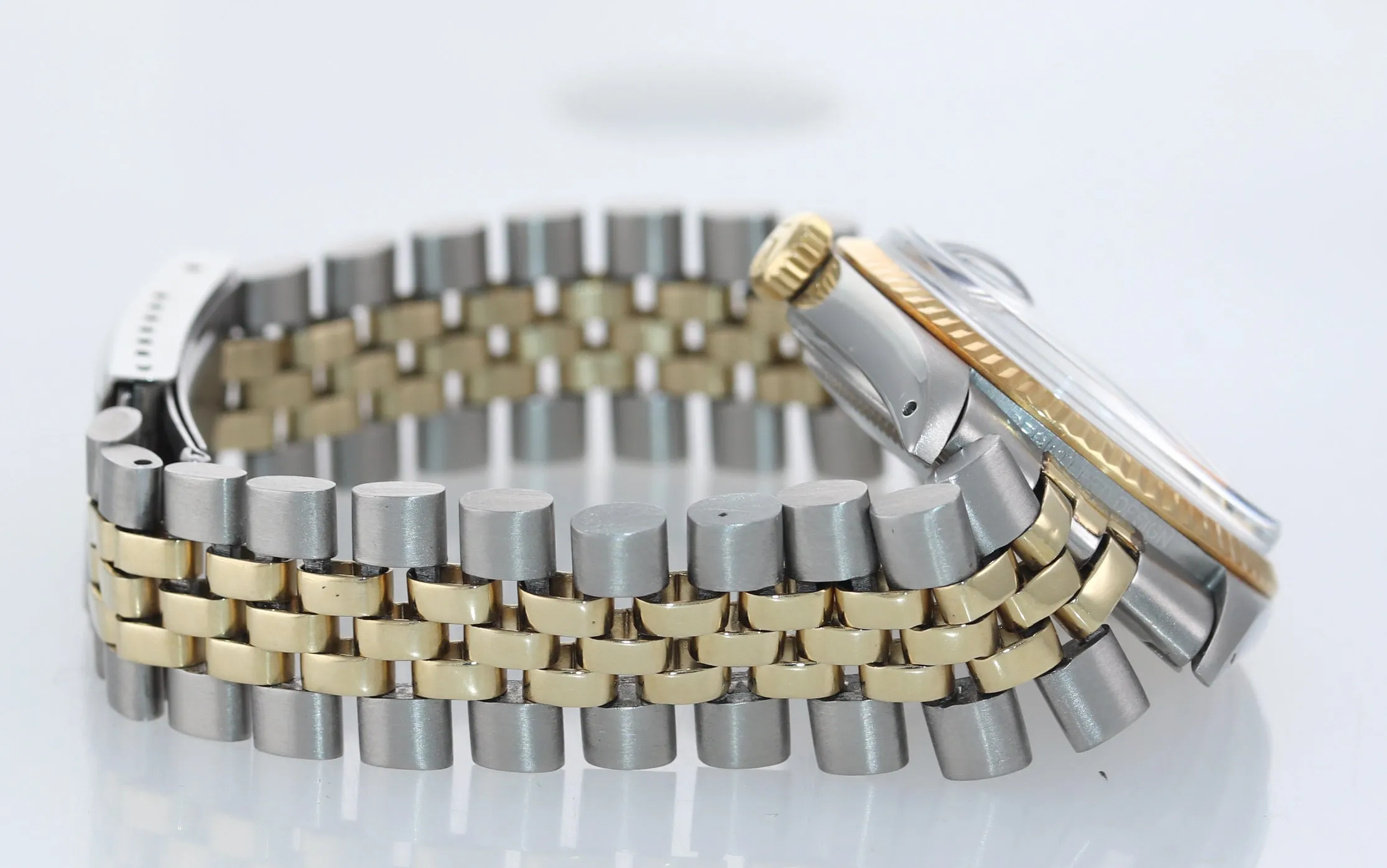 Blue CONFETTI Rolex DateJust 1601 two tone Gold Steel Fluted Jubilee Watch box