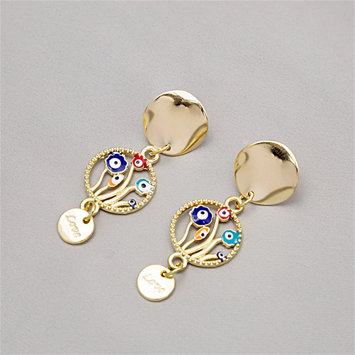 Blue Enamel & 18K Gold-Plated 'Love' Evil Eye Drop Earrings