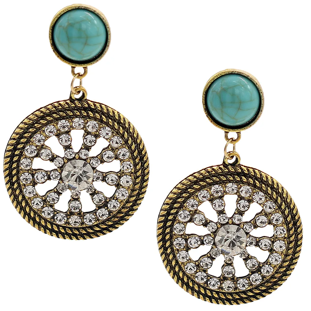 Blue Gold CZ Post Earrings