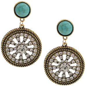 Blue Gold CZ Post Earrings