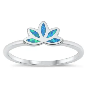 Blue Lab Opal Lotus Flower Unique Ring New .925 Sterling Silver Band Sizes 4-10