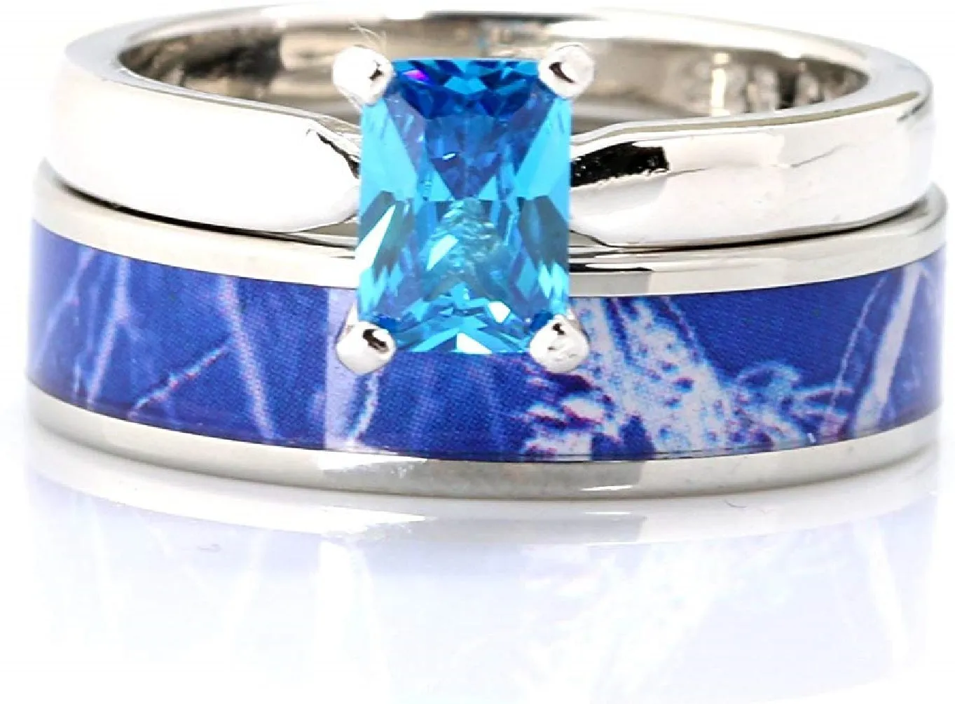 Blue Stealth - Unique Engagement and Band Set | Engagement Ring for Woman | Unique Wedding Bands Set