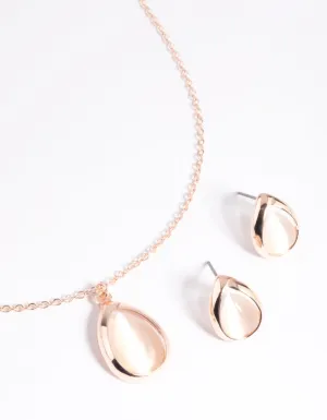 Blush Cats Eye Necklace & Earrings Set