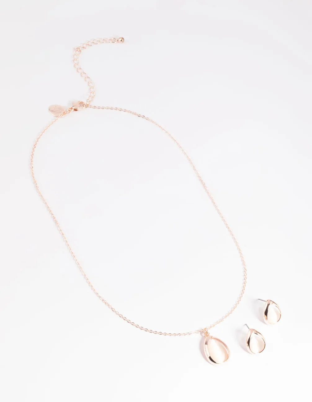 Blush Cats Eye Necklace & Earrings Set