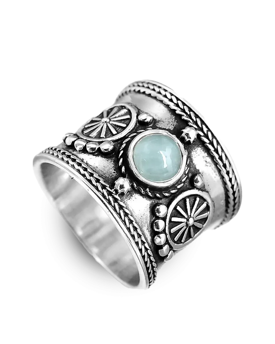 Boho Aquamarine Ring Sterling Silver