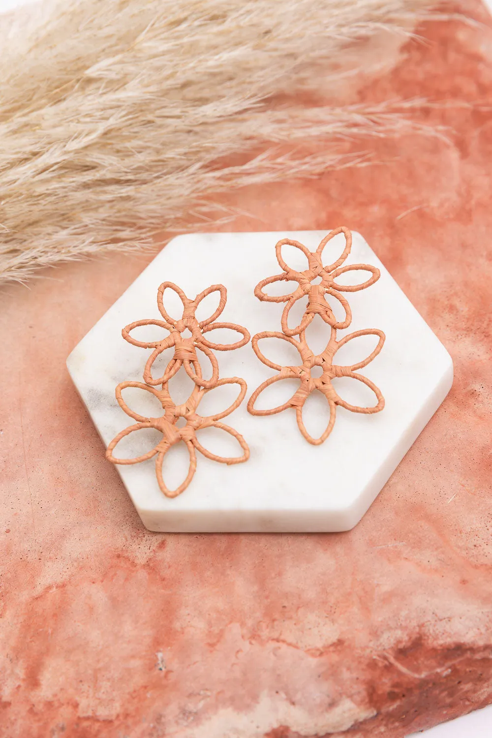 Boho Bloom Raffia Drop Earrings