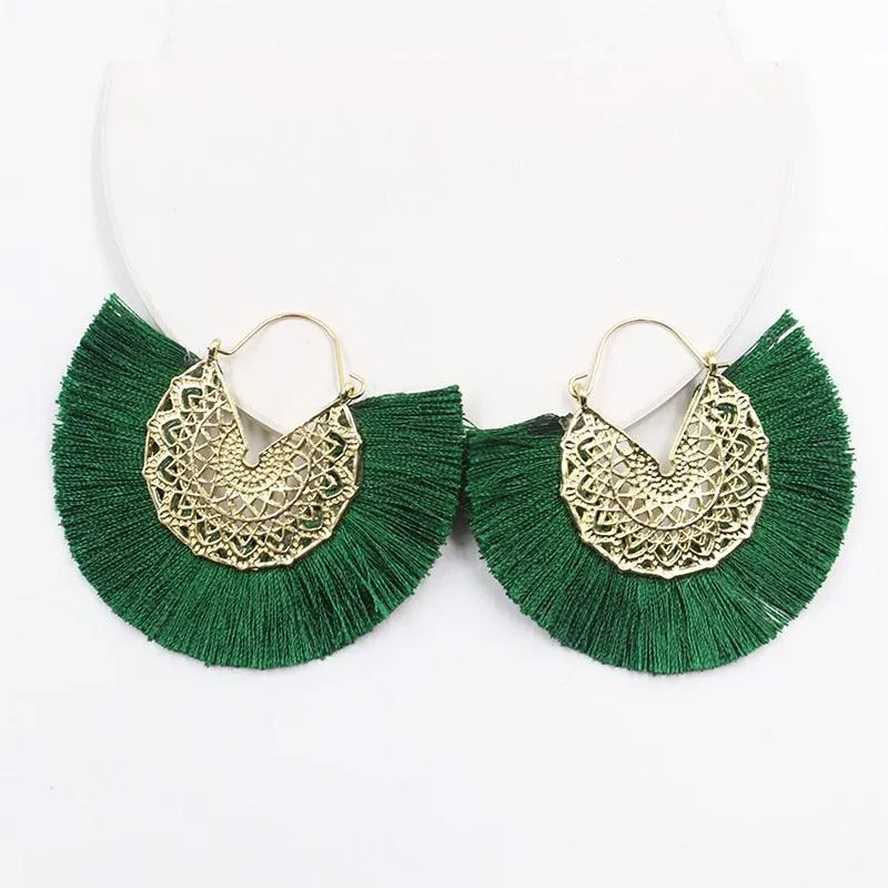 Boho Chic Fan Shaped Earrings
