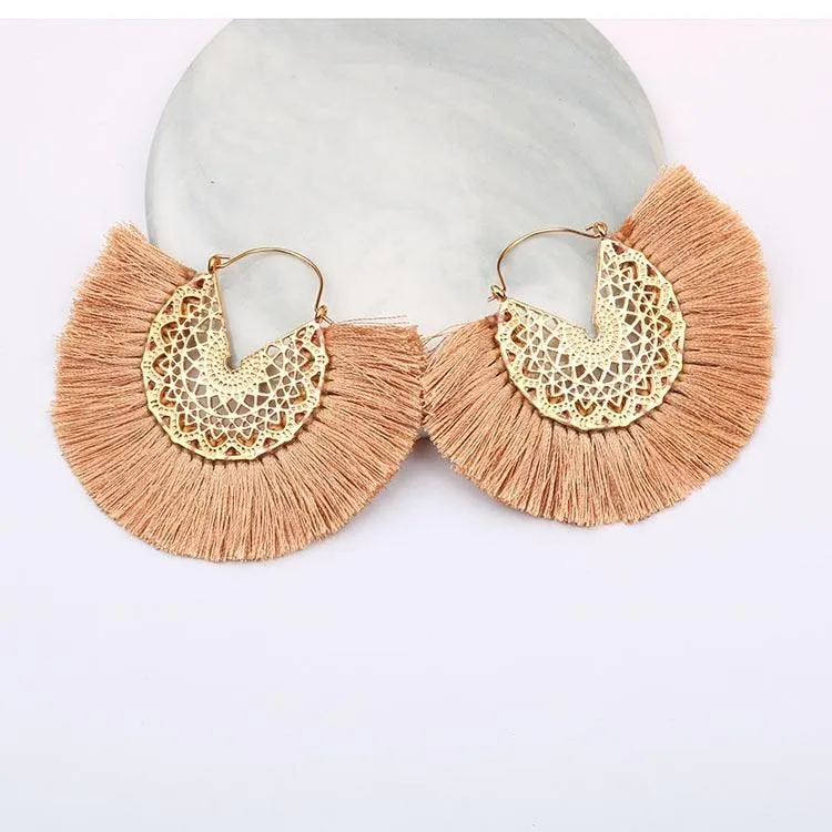 Boho Chic Fan Shaped Earrings