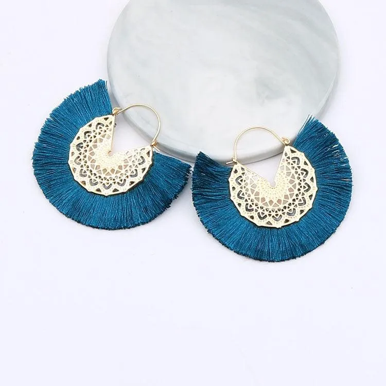 Boho Chic Fan Shaped Earrings