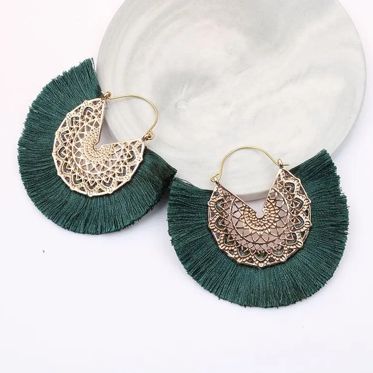 Boho Chic Fan Shaped Earrings
