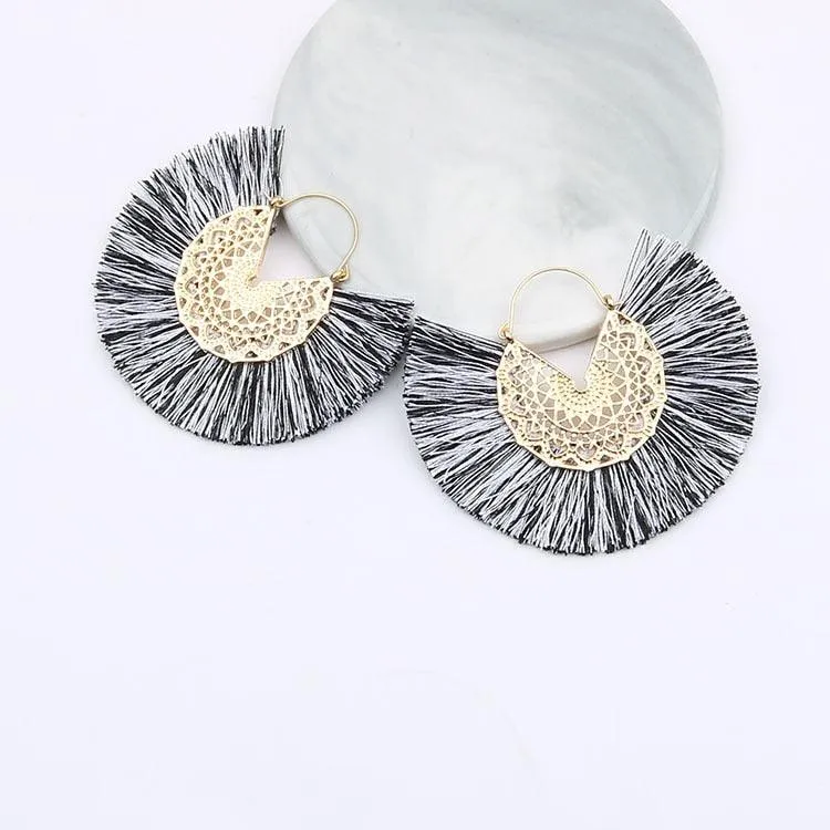 Boho Chic Fan Shaped Earrings