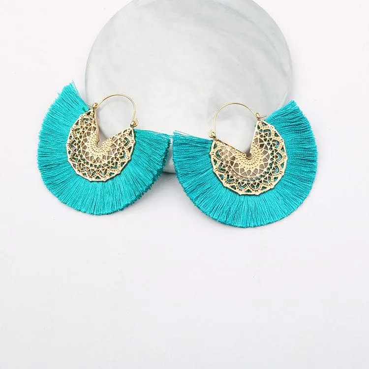 Boho Chic Fan Shaped Earrings