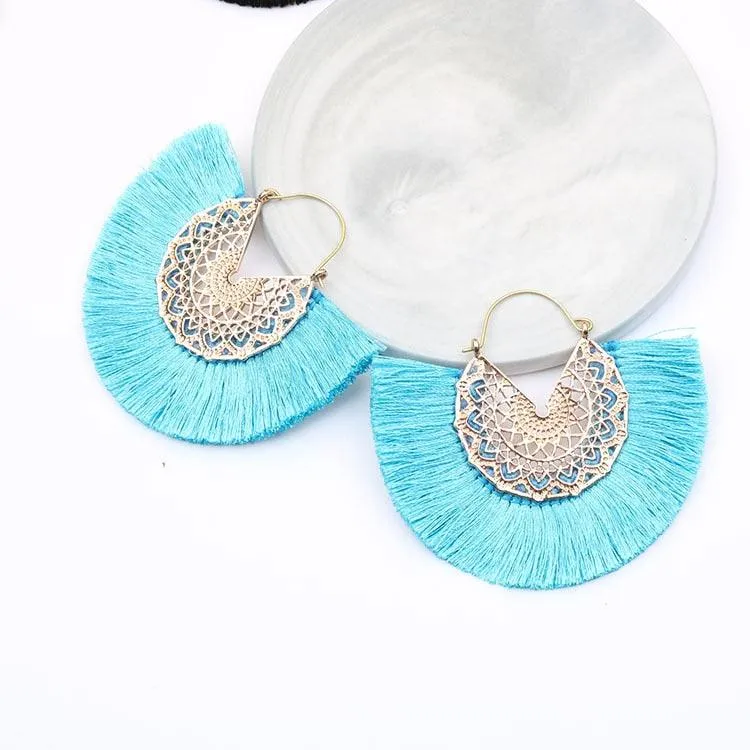Boho Chic Fan Shaped Earrings