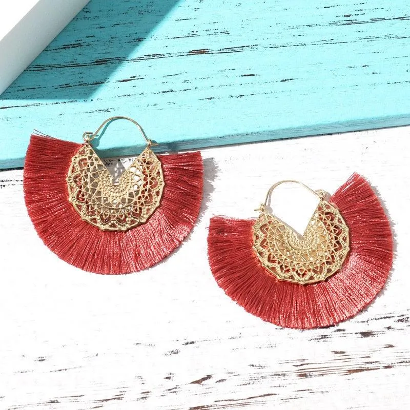 Boho Chic Fan Shaped Earrings
