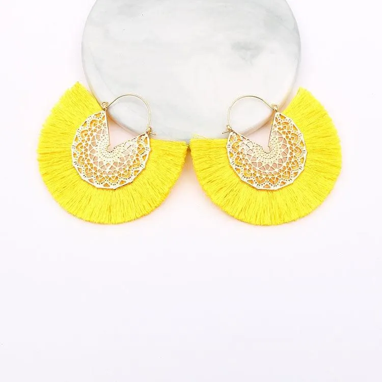 Boho Chic Fan Shaped Earrings