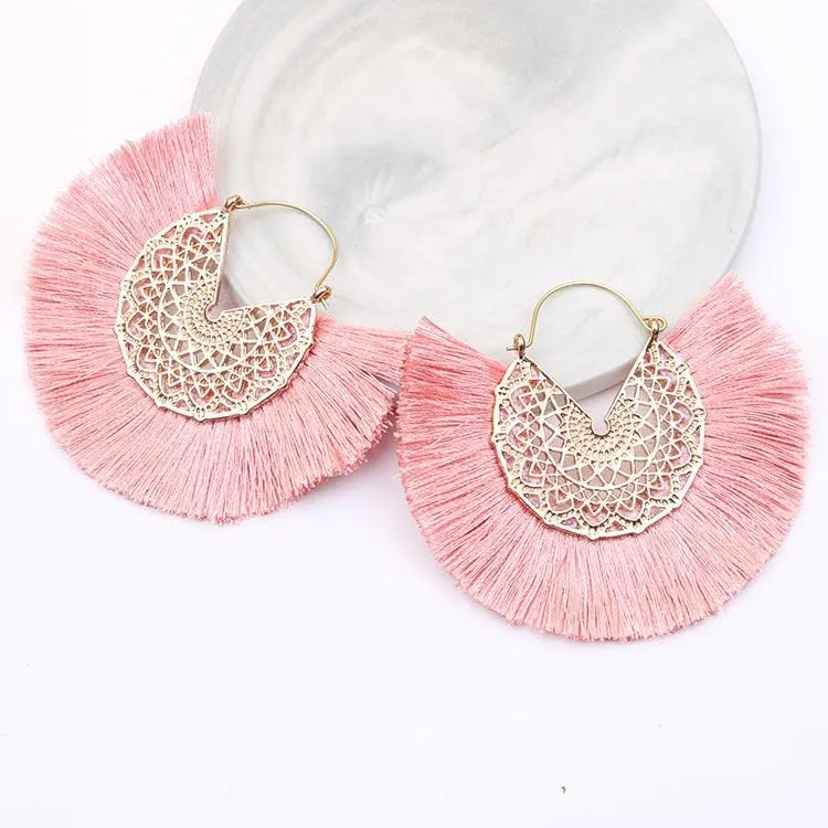 Boho Chic Fan Shaped Earrings