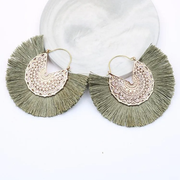Boho Chic Fan Shaped Earrings