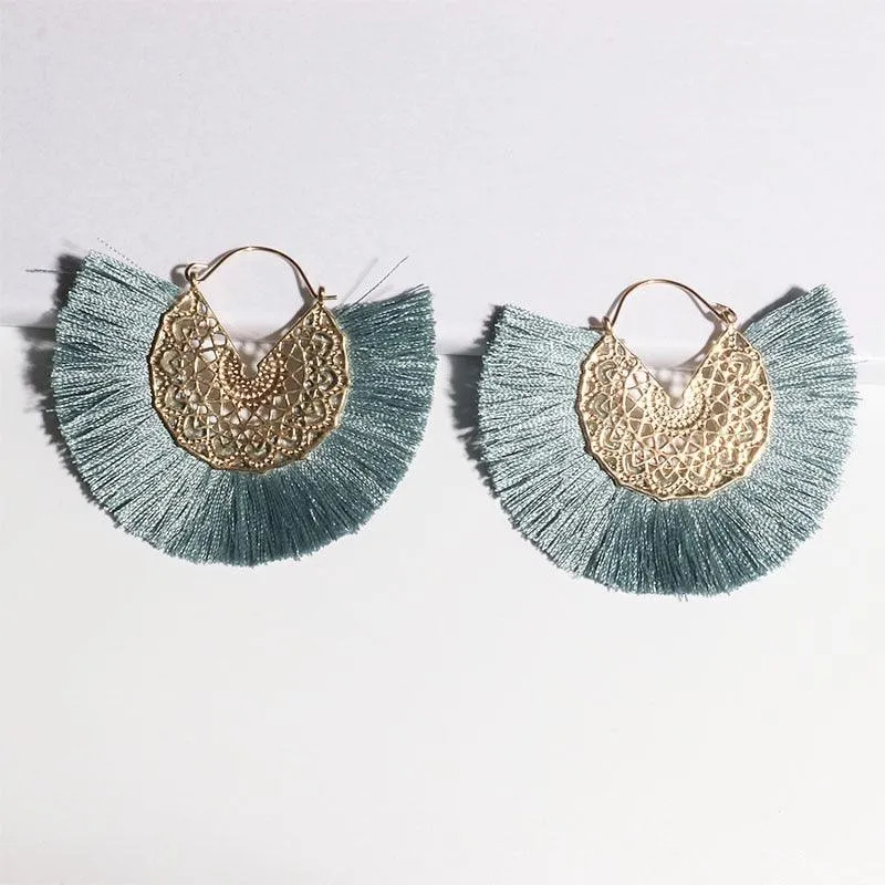 Boho Chic Fan Shaped Earrings