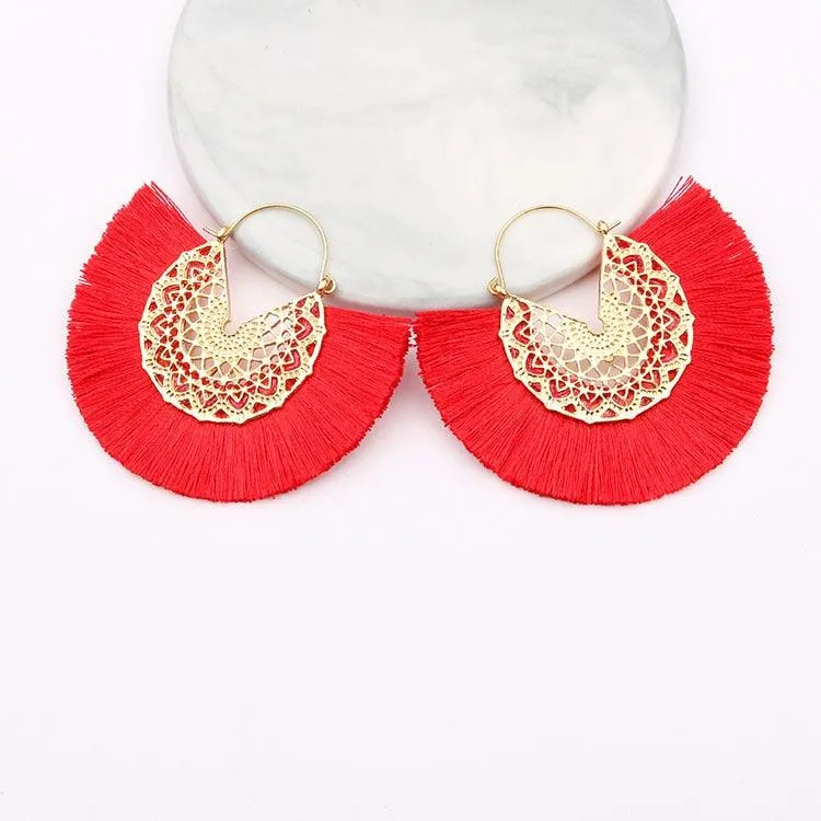 Boho Chic Fan Shaped Earrings