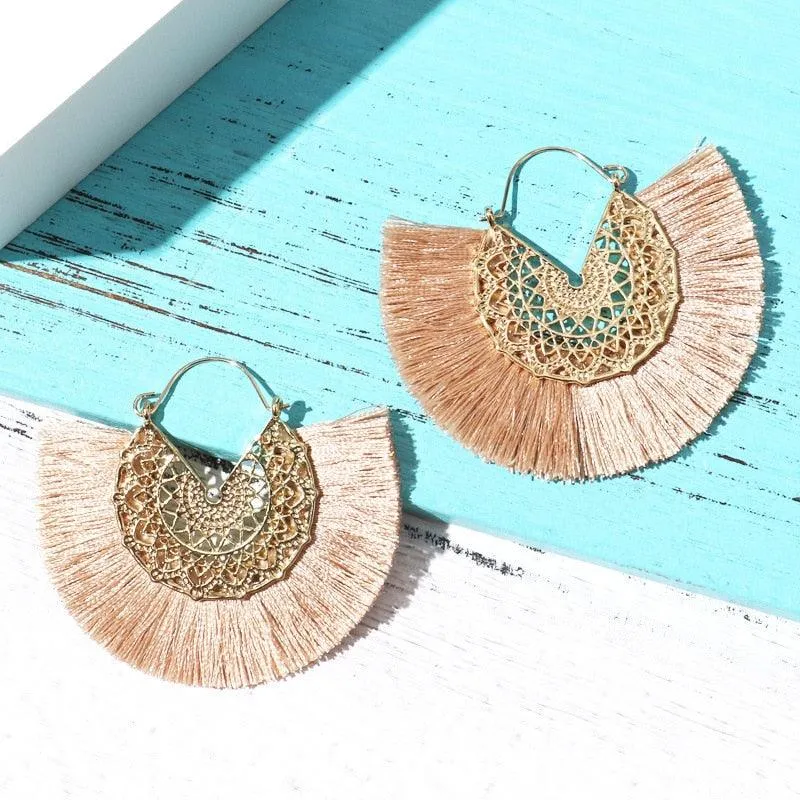 Boho Chic Fan Shaped Earrings