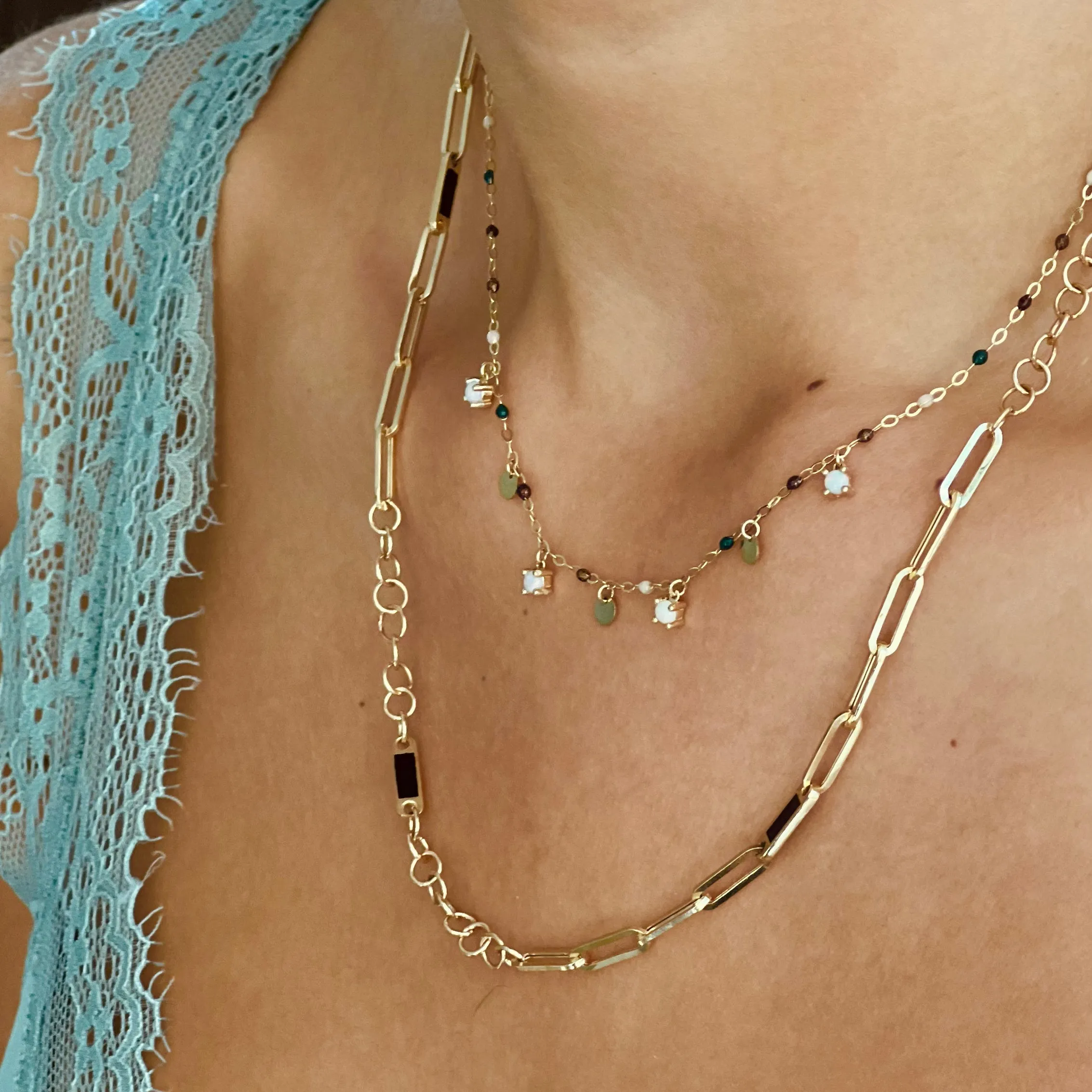 Bold Enamel Link Chain Necklace