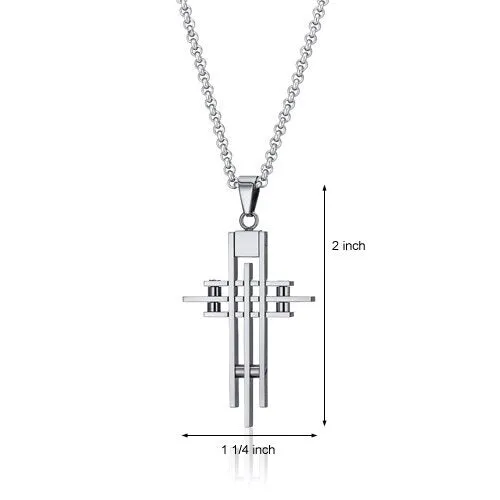 Bold Faith Stainless Steel Medium Sized Modern Cross Pendant